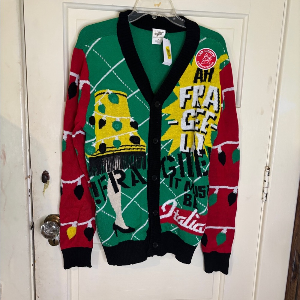 Disney Red and Green Cardigan Sweater